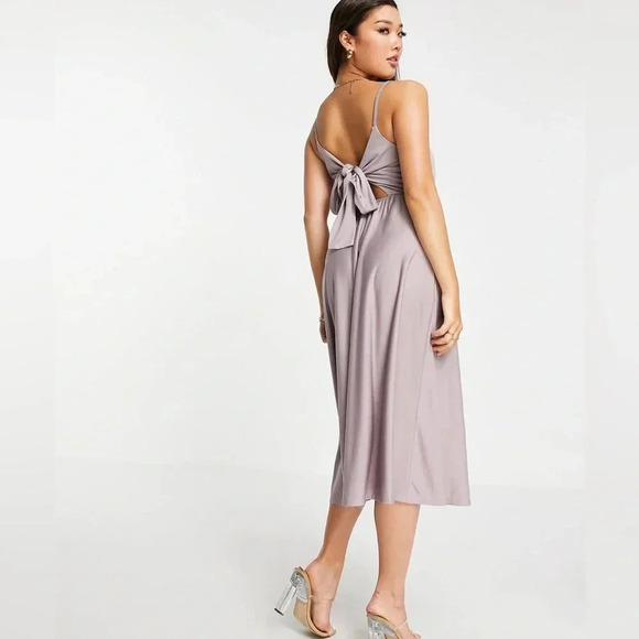 ASOS Cami plunge tie back midi dress-Size 4 NWT - Picture 1 of 9
